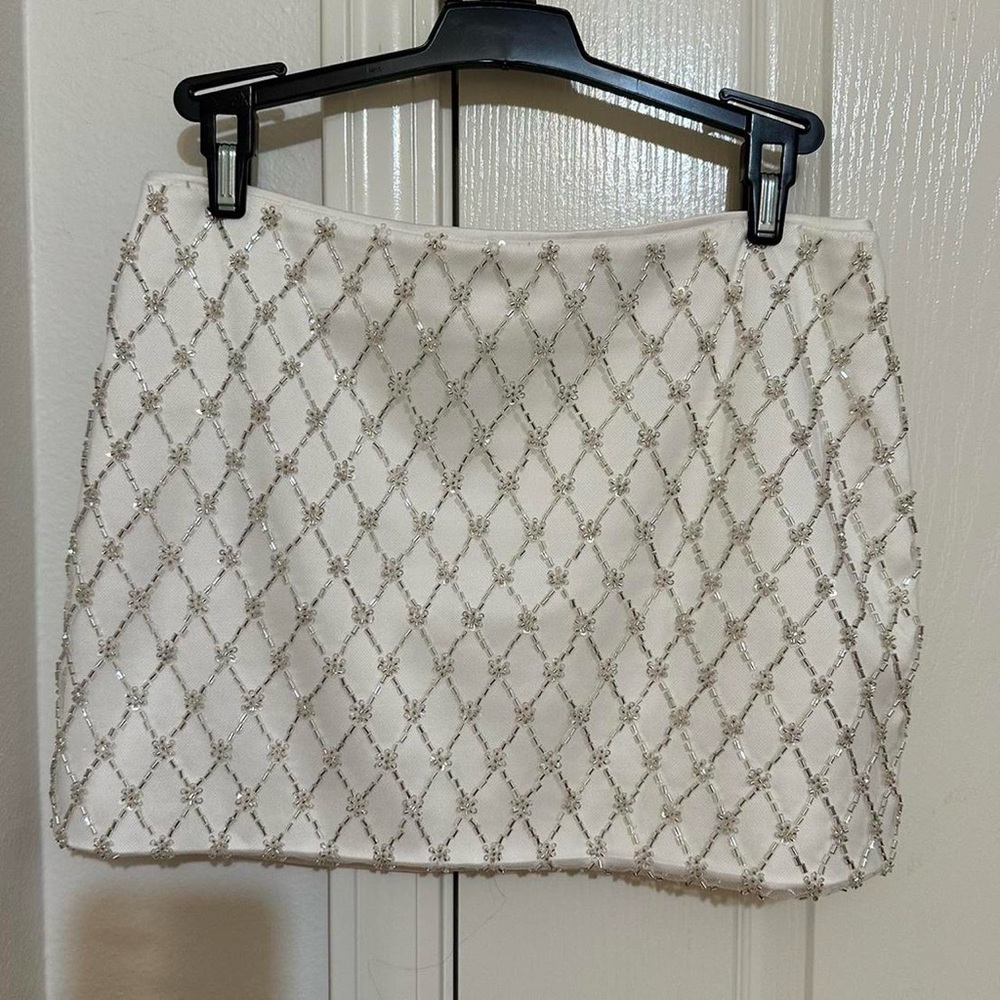 Forever 21 White Mini Skirt with Silver Accents
